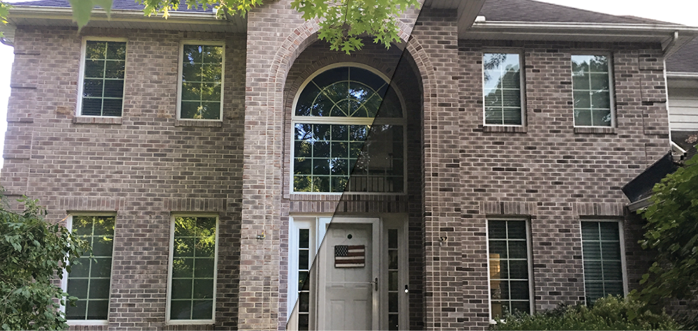 Brick stain color change — brown transformation before and after